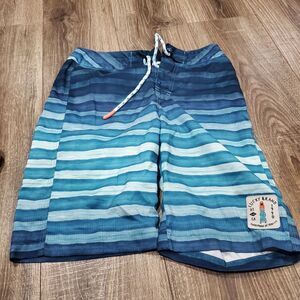 Boys Lucky Brand Swim Shorts Size 16 Blue Striped Swim Trunks